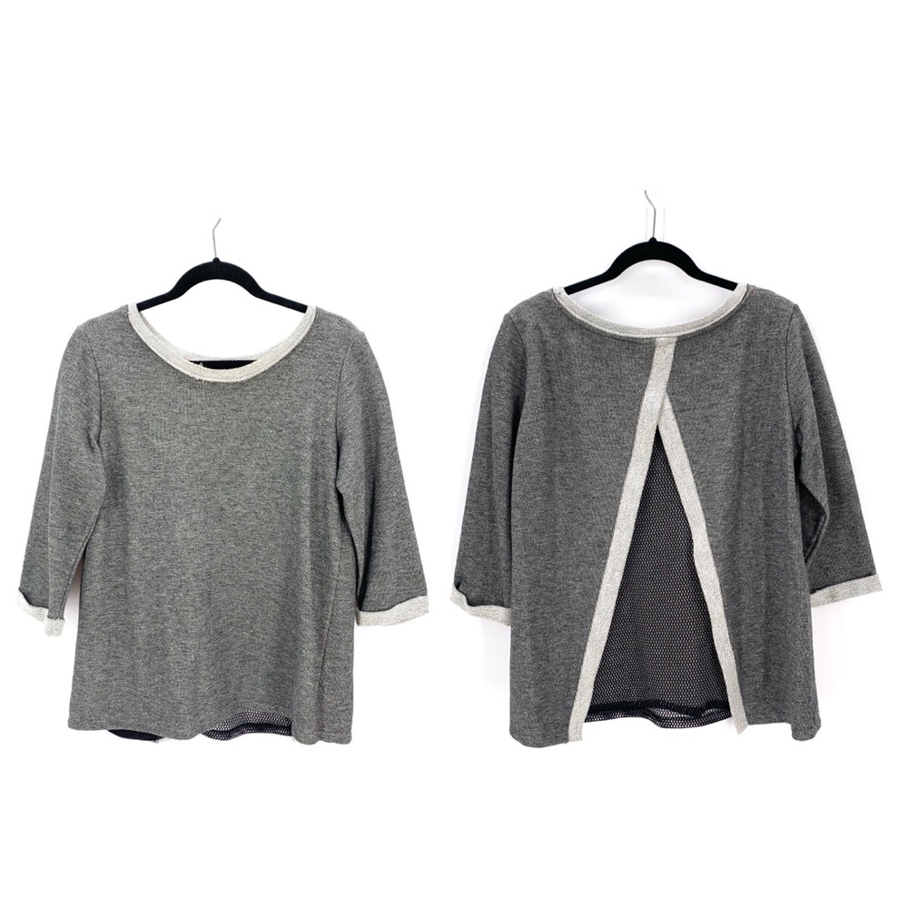 BAR by Melis Kozan Gray Mesh Back Yoga Athletic Sweatshirt Size Medium